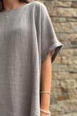 Pure Cotton Santos Keyhole Drape Back Top Mocha